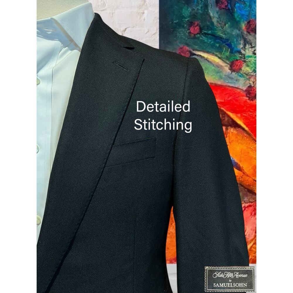New Samuelsohn Blazer 40R Black Textured S130s Sport Jacket NWT $998 - Picture 6 of 16
